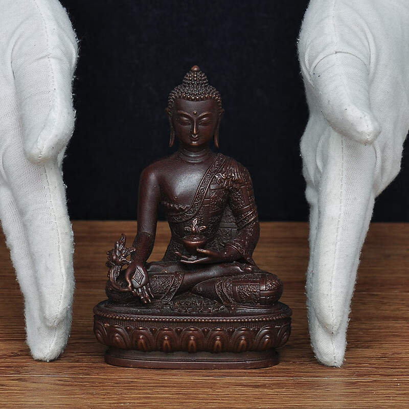 鼎盛福纯铜药师佛像摆件三宝佛居家寺庙佛堂供奉随身小佛像结缘工艺品