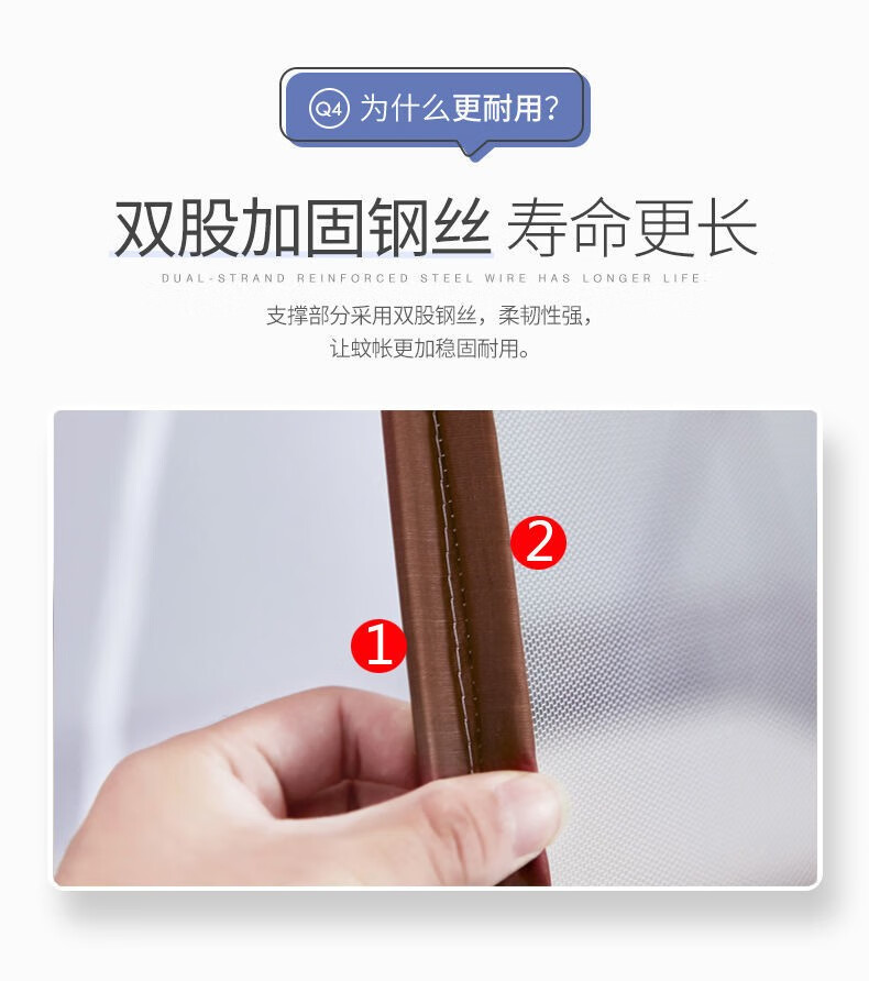 家用方顶蚊帐蒙古包家用双人床单人双门有底拉链蚊帐A0 北欧咖 宽1.5米*长2.0米
