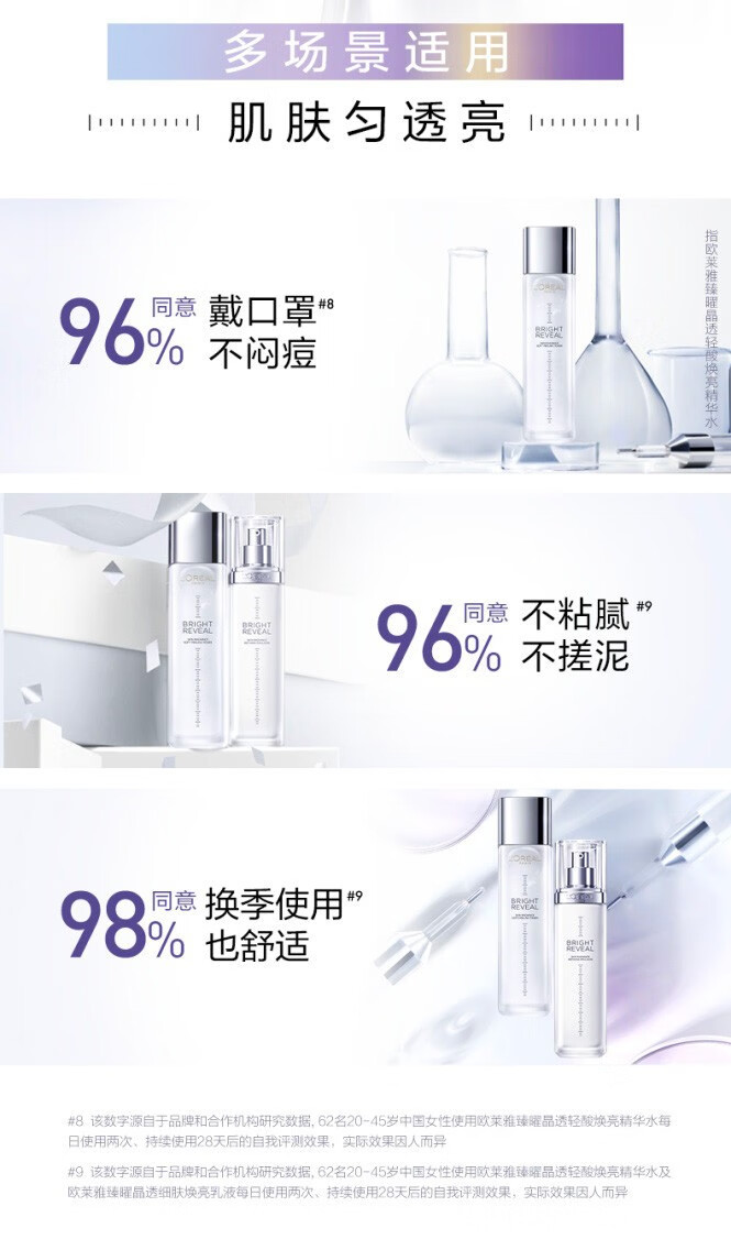 欧莱雅（L'OREAL）注光水乳套装护肤品注白瓶女士化妆水保湿提亮烟酰胺母亲节礼物 注光水130ml+乳110ml（星品）