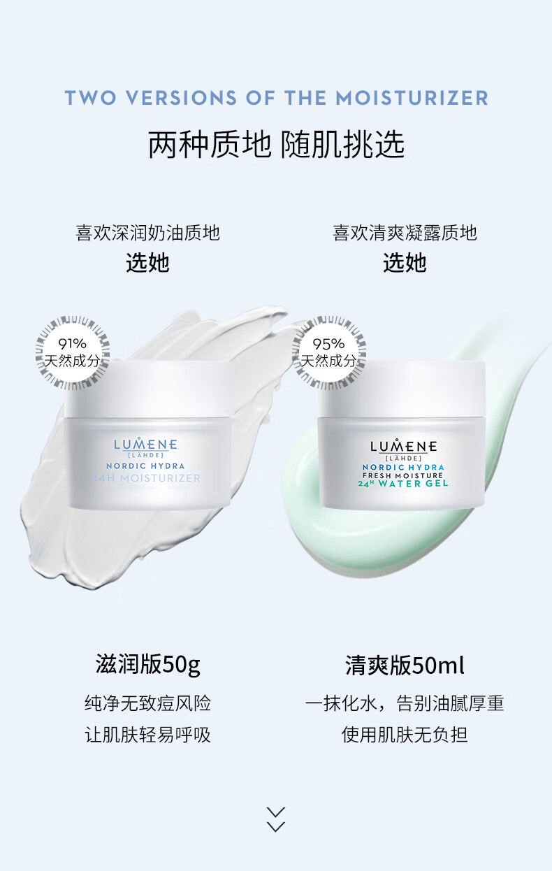优姿婷【芬兰国家馆】LUMENE北极清爽滋润面霜极地高保湿干皮补水护肤品 保湿滋润面霜50g【干皮挚爱】