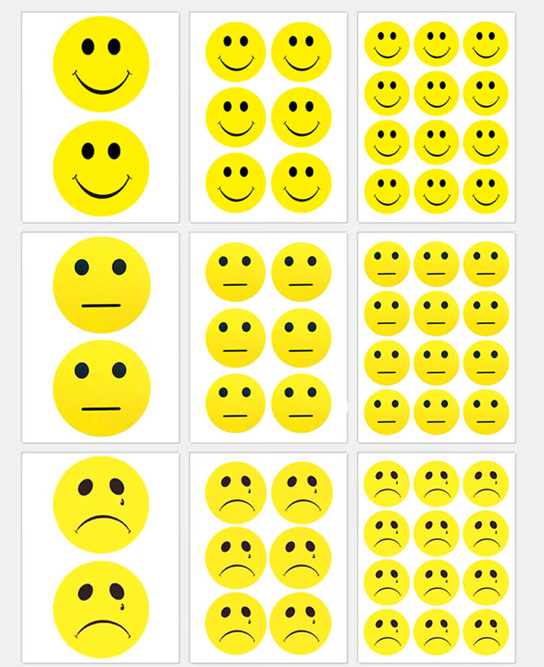 可爱大号笑脸贴纸 卡通脸贴表情活动道具奖励惩罚 不干胶装饰贴贴画