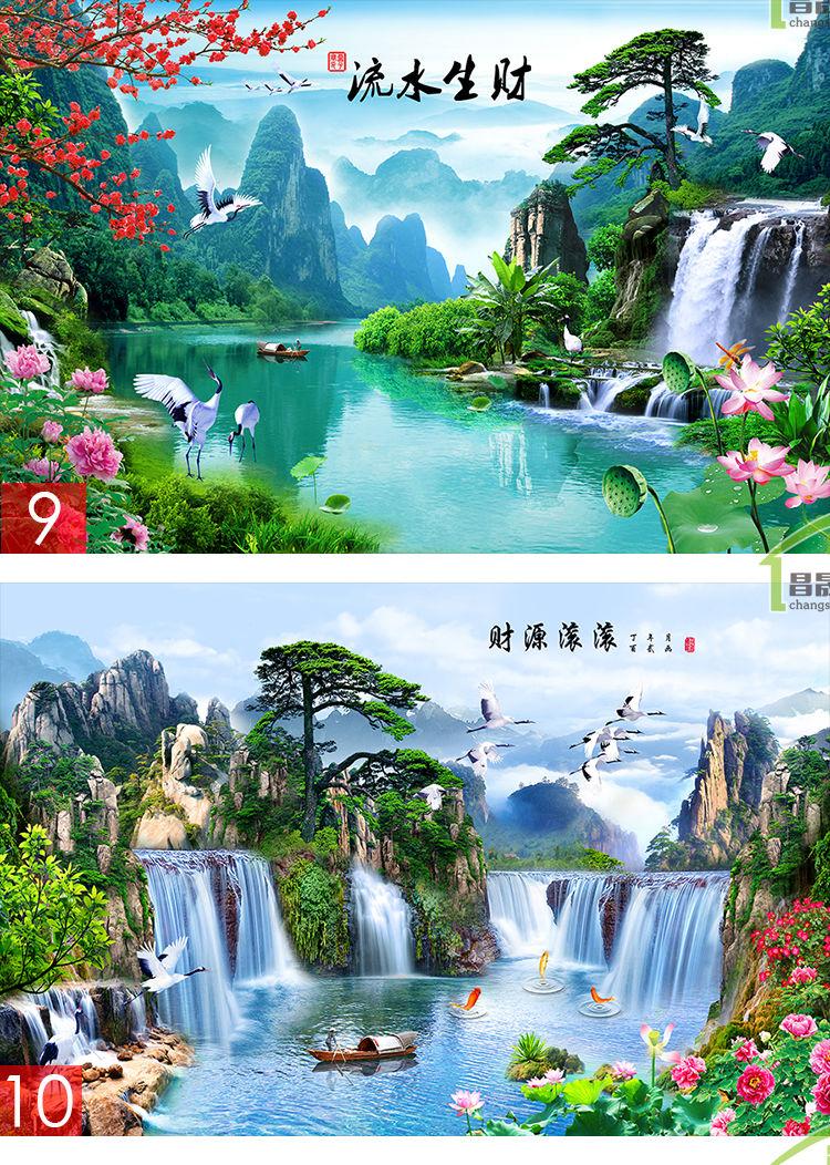 2020手机壁纸高清 风水,2020手机壁纸高清 唯美 3立体自粘墙贴画背景壁纸山水风水中国风墙贴纸装饰中式客厅壁画定制