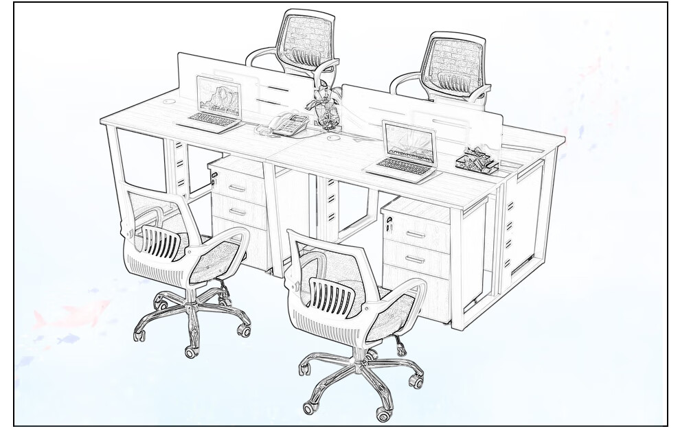 格之木办公家具职员办公桌椅组合 简约现代员工位四人位电脑办公桌椅