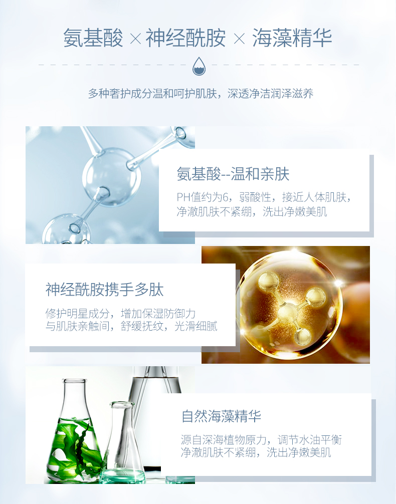 GAYL'OY氨基酸洗面奶深层清洁泡沫温和洁面洗卸合一100ml适用男女