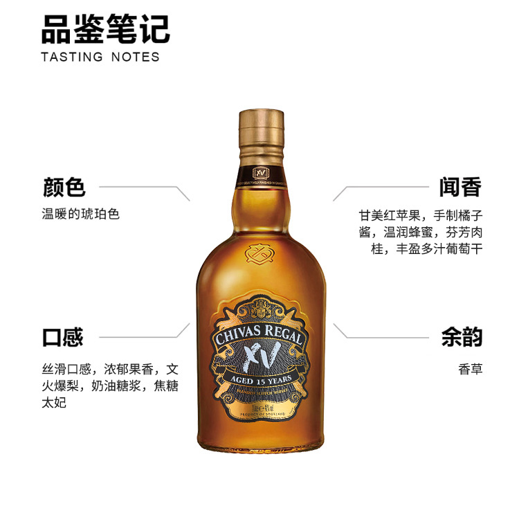 芝华士（Chivas Regal）XV苏格兰调和型威士忌洋酒芝华士12年威士忌700