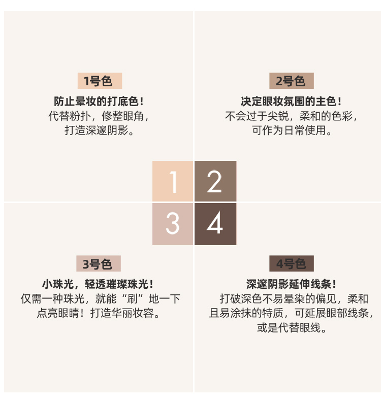romand 眼影盘四色学生亮片闪粉大地棕色易上色不飞粉哑光珠光不易脱妆节日礼物 干苹果花DRY APPLE BLOSSOM 01#