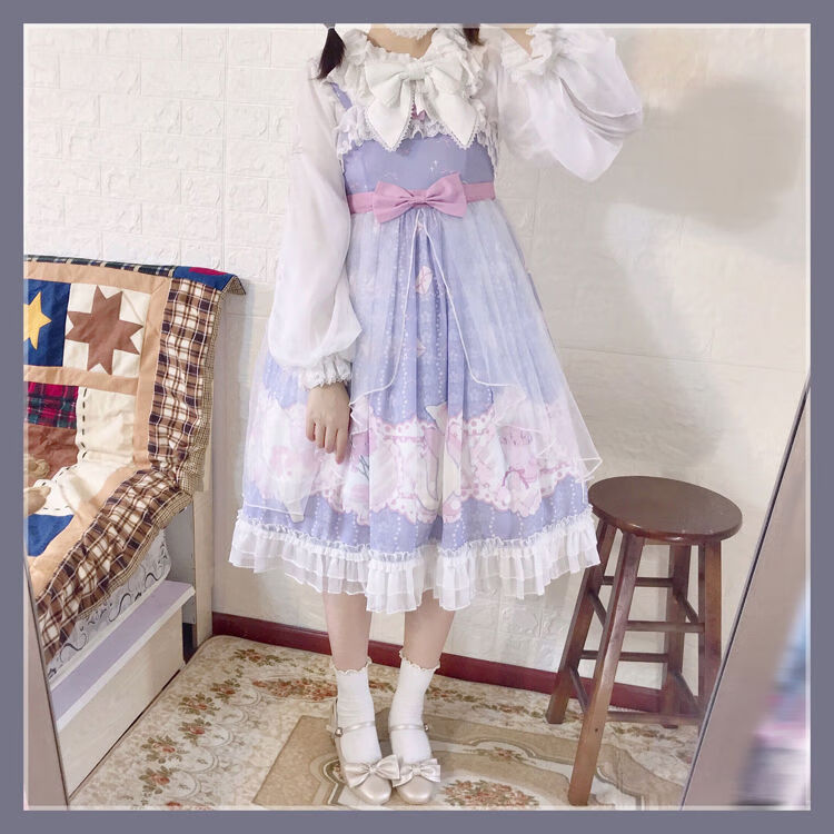 洛丽塔lolita洋装女装日系猫与情书 jsk吊带连衣裙正品 紫色jsk s