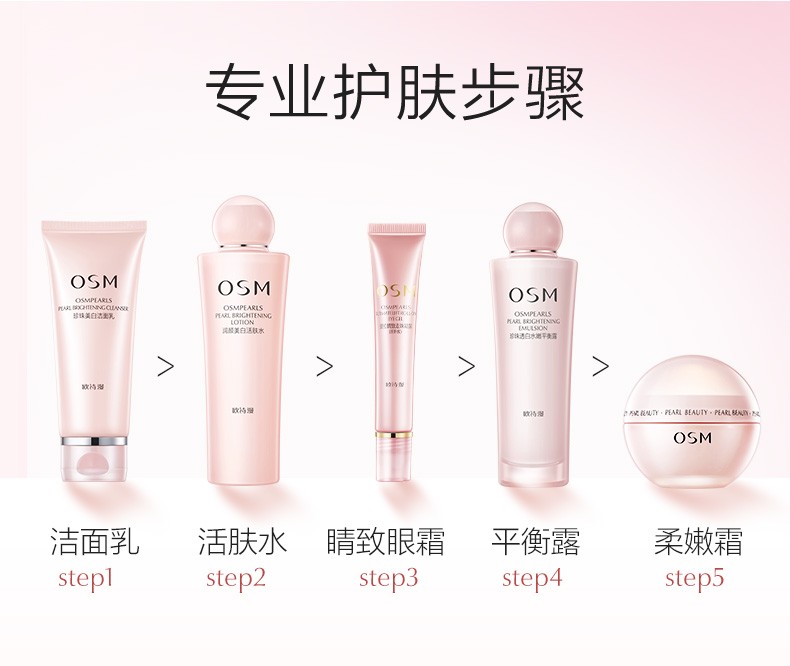 欧诗漫（OSM）珍珠营养美肤美白化妆品套装烟酰胺补水保湿护肤品男女情人节送礼 礼盒套装1（洁水乳）