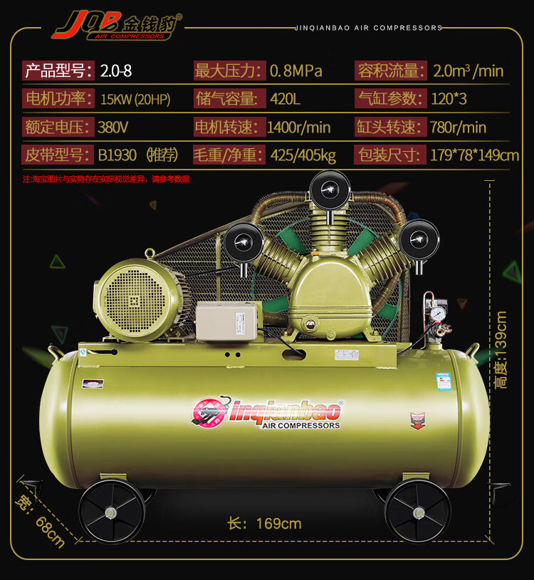 2高压工业级打气泵小型220v喷漆真石汽修空气