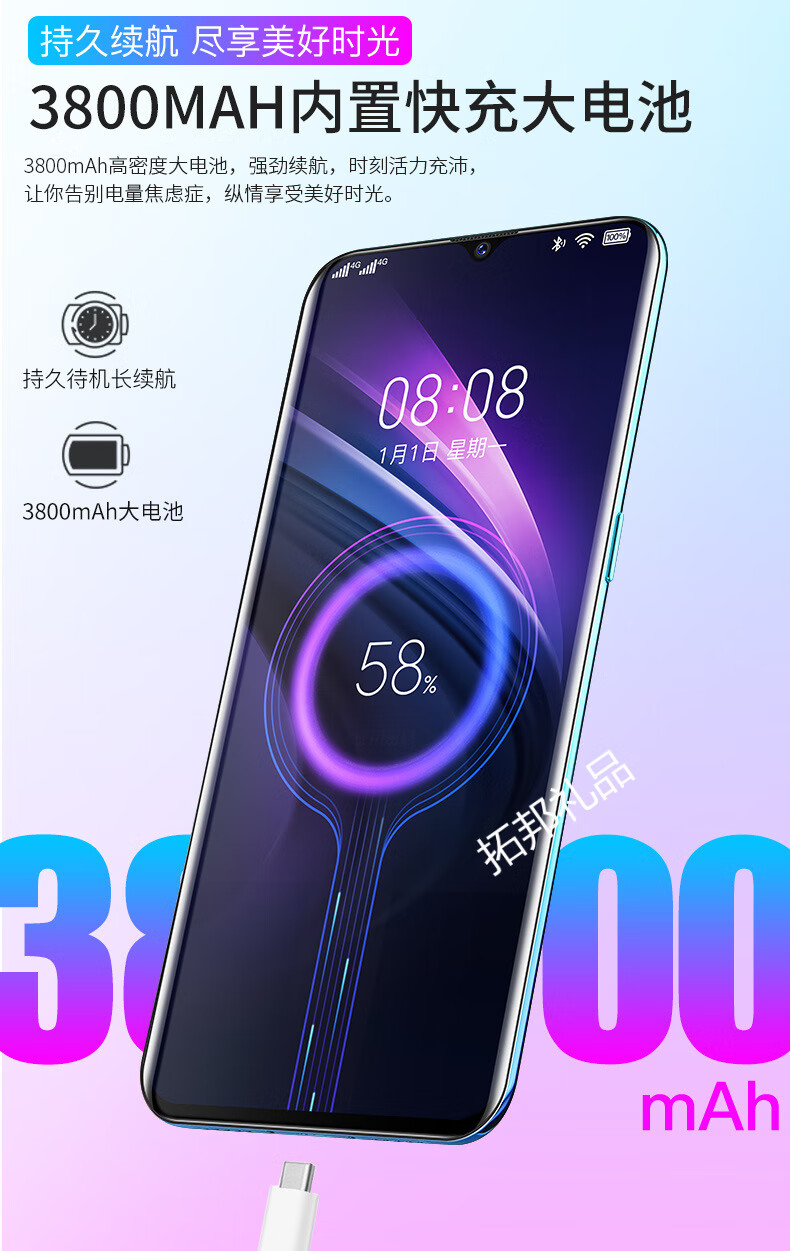 owwo/欧沃 l901大屏通4g学生价安卓指纹电信智能游戏手机128g 幸运红5