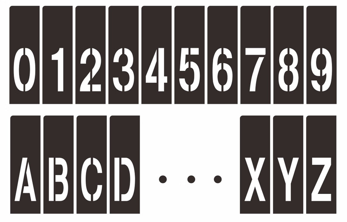 插卡式更换式镂空喷漆字模板数字字母空心字0-9a-z刻字漏字版 3位架子