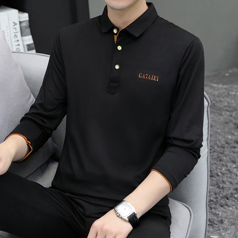 秋季长袖polo衫男2021新款男士秋装polo衫男士长袖衫男装春秋款翻领