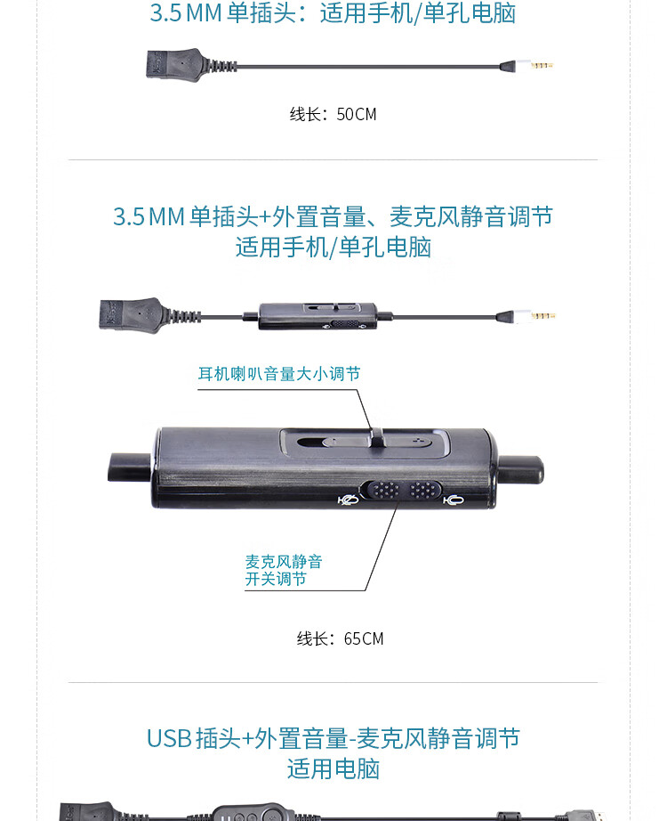 5mm双孔 音量调节麦克风静音(适用双孔电脑)