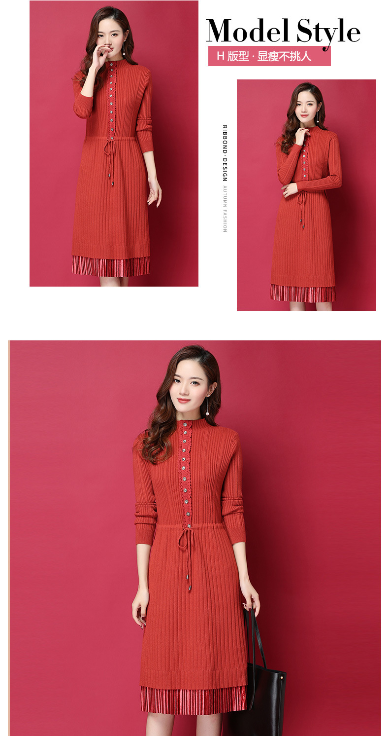 【品牌授权直营】恒源祥折扣店 秋装2019年新款秋冬针织连衣裙女秋季