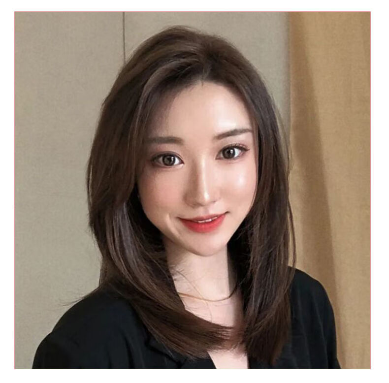 乐泡假发女中长发真人发时尚气质八字刘海内扣锁骨发修颜减龄整顶头套