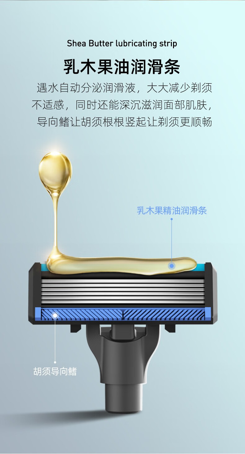 焕醒 剃须刀手动替换刀片6层4只装德国老式刮胡刀头剃须刀片通用 6层刀头（4只装）