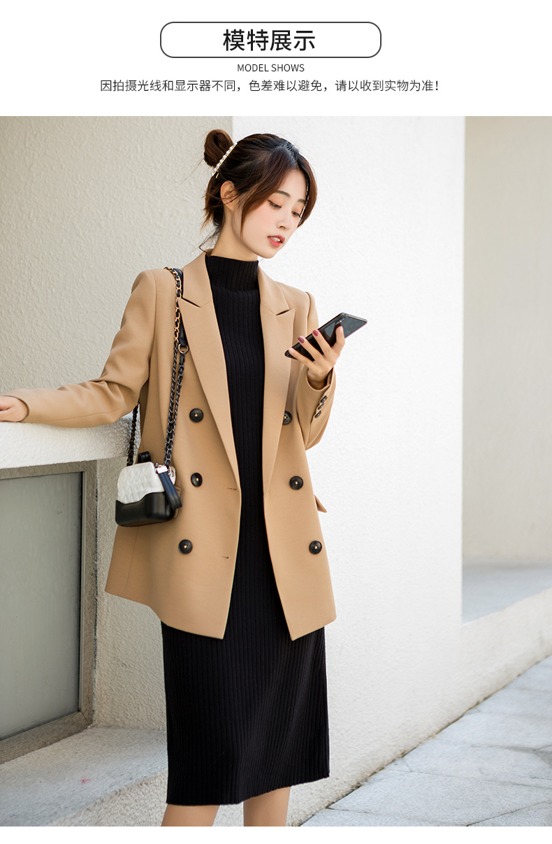 红蜻蜓女装同款卡其色法式复古西装外套女2020春秋宽松韩版上衣网红