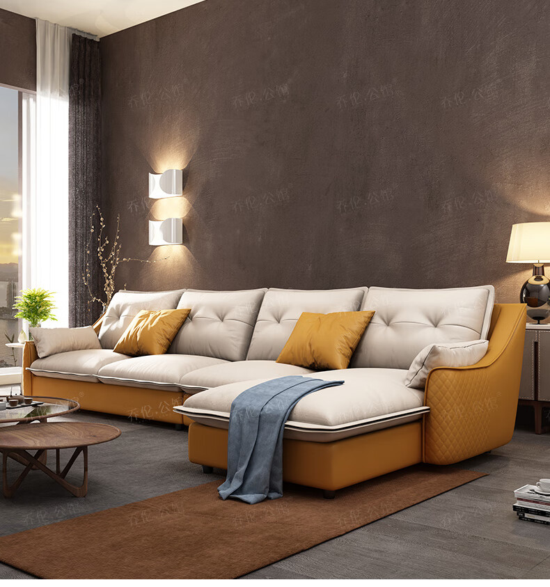 轻奢皮沙发组合实木客厅小户型现代简约轻奢家用别墅沙发 颜色备注
