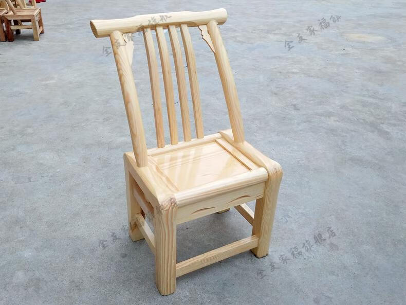 家用木靠背椅农家乐餐椅换鞋椅麻将椅木质小椅子24cm松木无漆小椅子