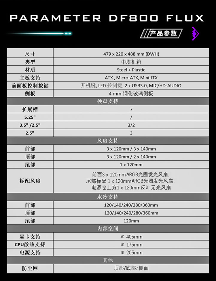 安钛克暗黑系复仇者xda601风行者df700flux钢化玻璃侧透可搭配电源