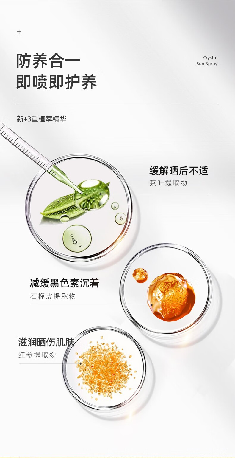 RE:CIPE 玥之秘新品水晶防晒喷雾隔离紫外线男女军训防晒 便携防晒喷雾50ml*3