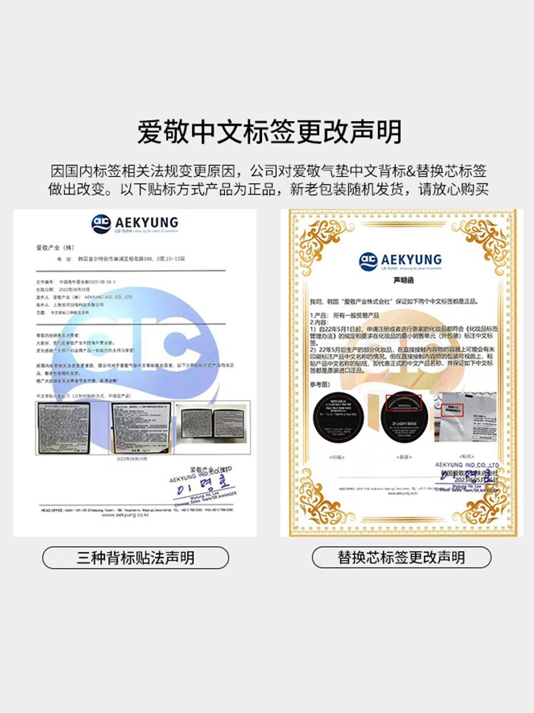 Aekyung Age 20's 爱敬精华遮瑕粉底替芯气垫bb霜三色拉花星空款水润保湿持妆防晒 星空粉21号象牙色 【一壳一芯】