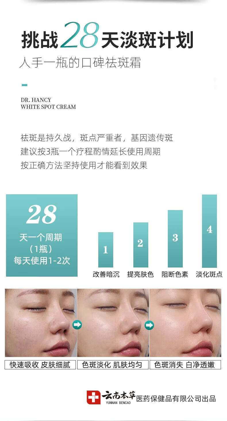 茅仁堂 云南本草韩熙美白祛斑霜斑祛斑美白保湿补水官方授权净白透亮保湿男女通用 美白祛斑1盒体验装