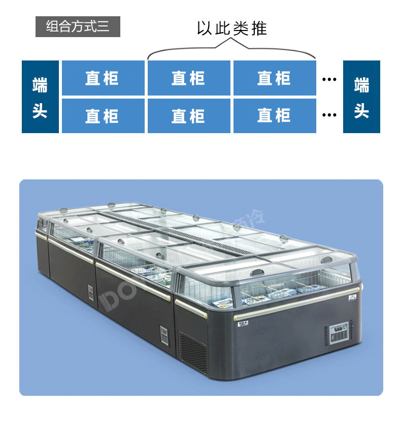 肉类冻品柜水饺肉丸展示柜组合卧式冰柜东洋冷柜直身柜2500850870mm