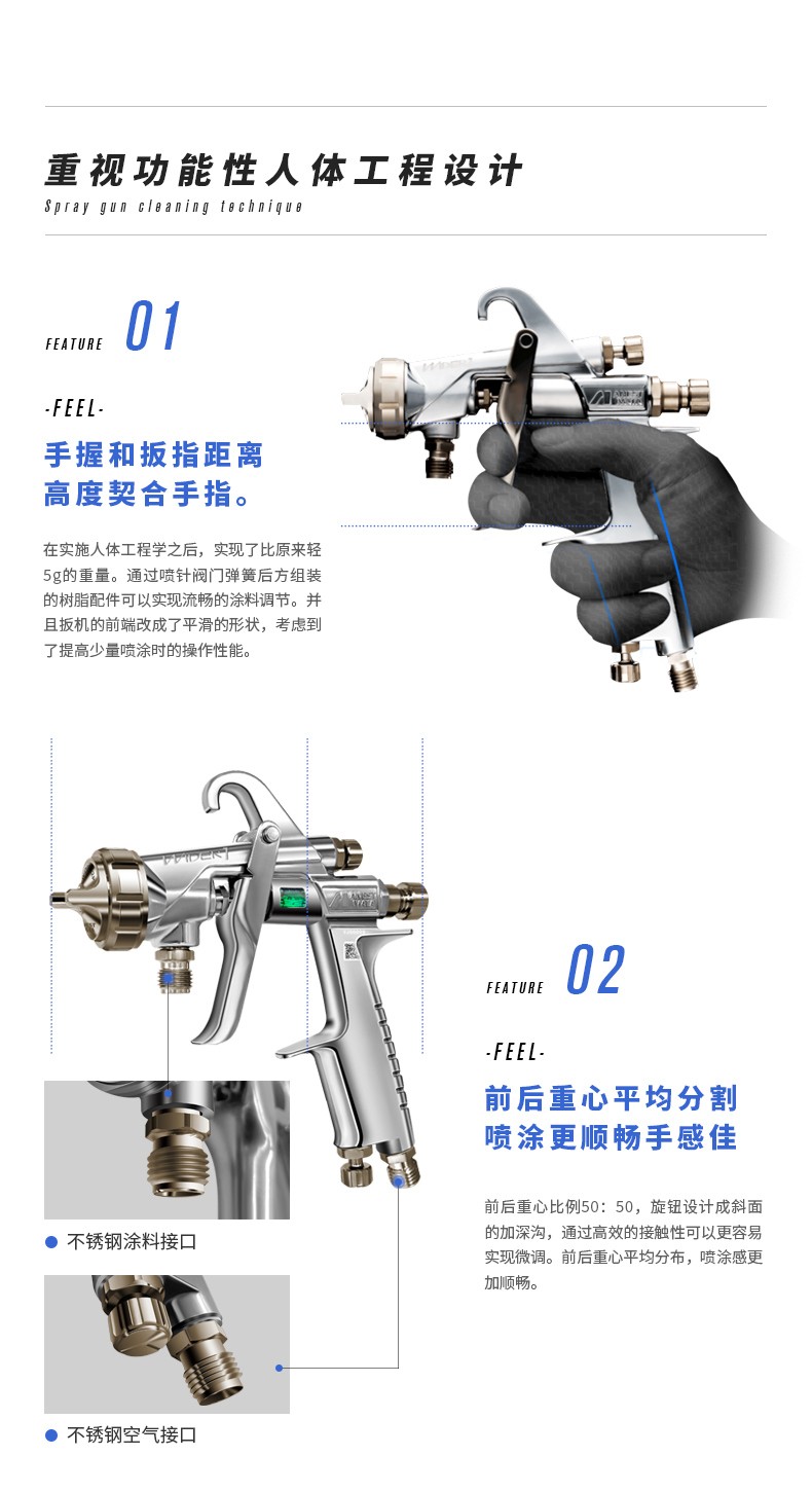 新款w101日本岩田wider1喷枪进口高雾化喷漆枪家具汽车油漆喷枪15口径