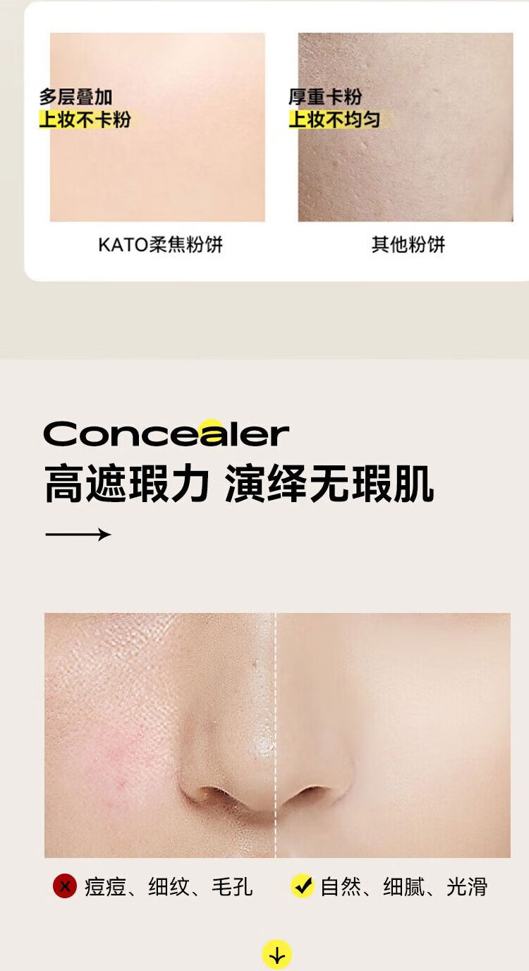 KATO-KATO粉饼定妆持久防水防汗遮瑕不脱妆干湿两用恰好合拍柔焦蜜粉 03潜水滤镜