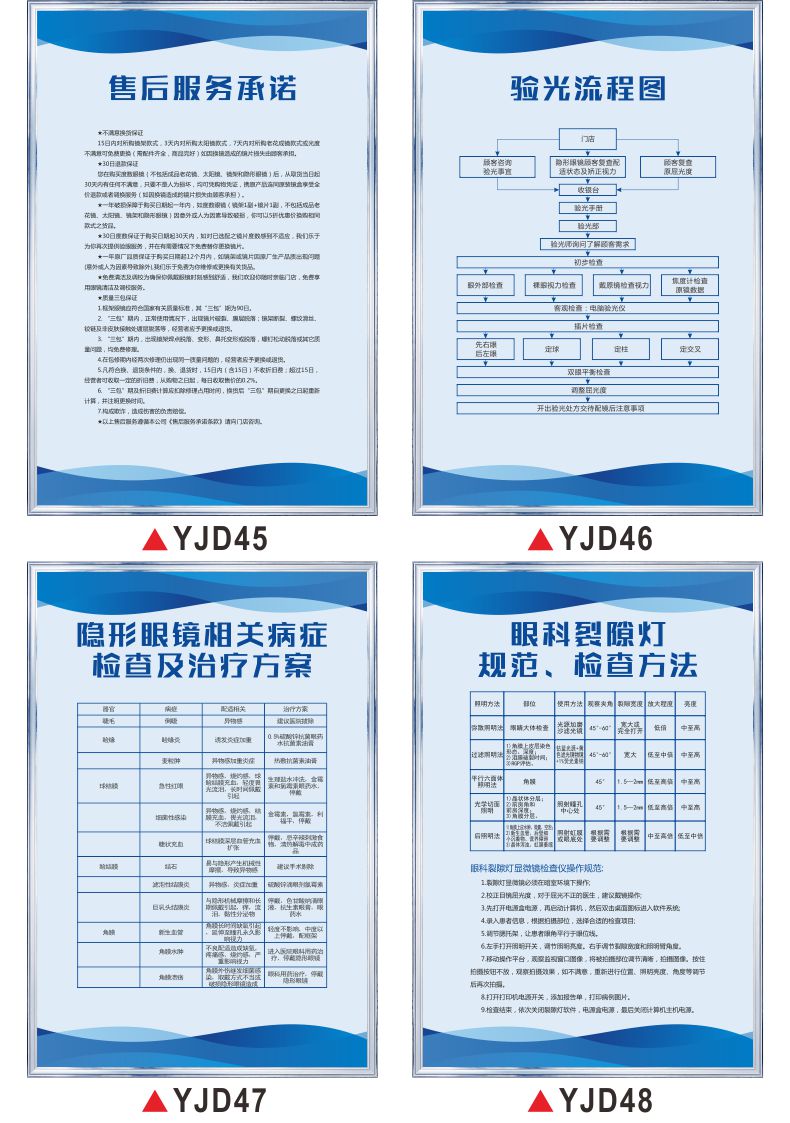 眼镜店装饰布置墙贴海报医学验光流程示意图贴纸规章制度墙贴眼科医院