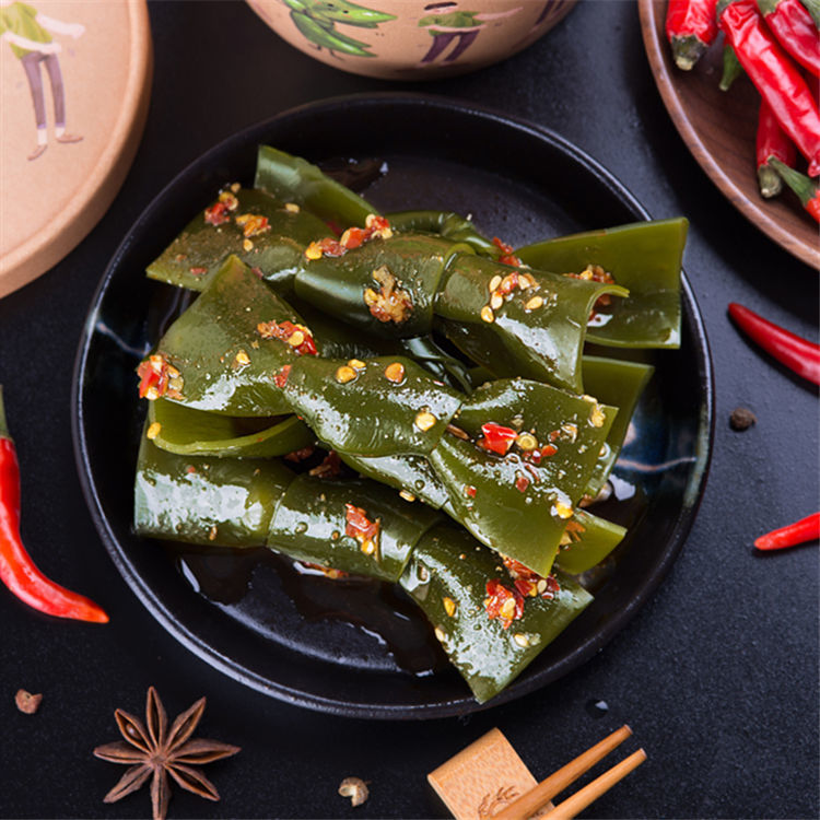 鲜我所爱蒜香辣海带结麻辣海带丝1裙带菜辣味开袋即食小吃零食零食大