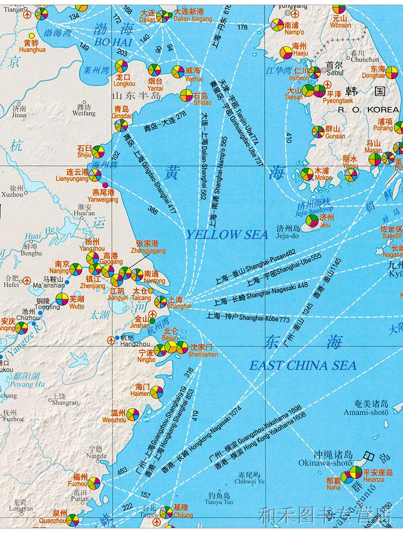 2022世界港口交通地图集赠中国港口地图航线海运图航运空运图分布一目