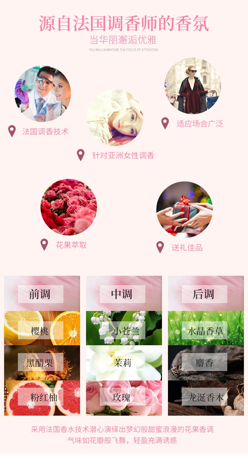 圣美伦（Saint Melin） 红粉佳人香水小众女士持久淡香少女清新自然情人节礼物 粉红色 50ml