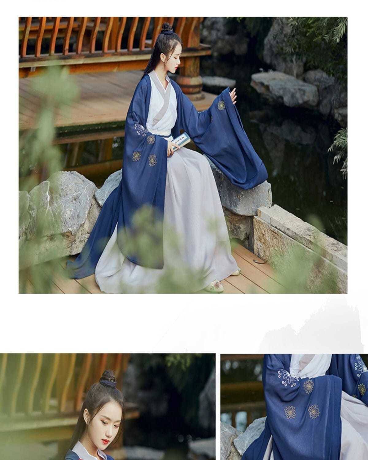 汉服女2020新款女装魏晋风大袖衫交领襦裙广袖齐腰襦裙绣花古装男女