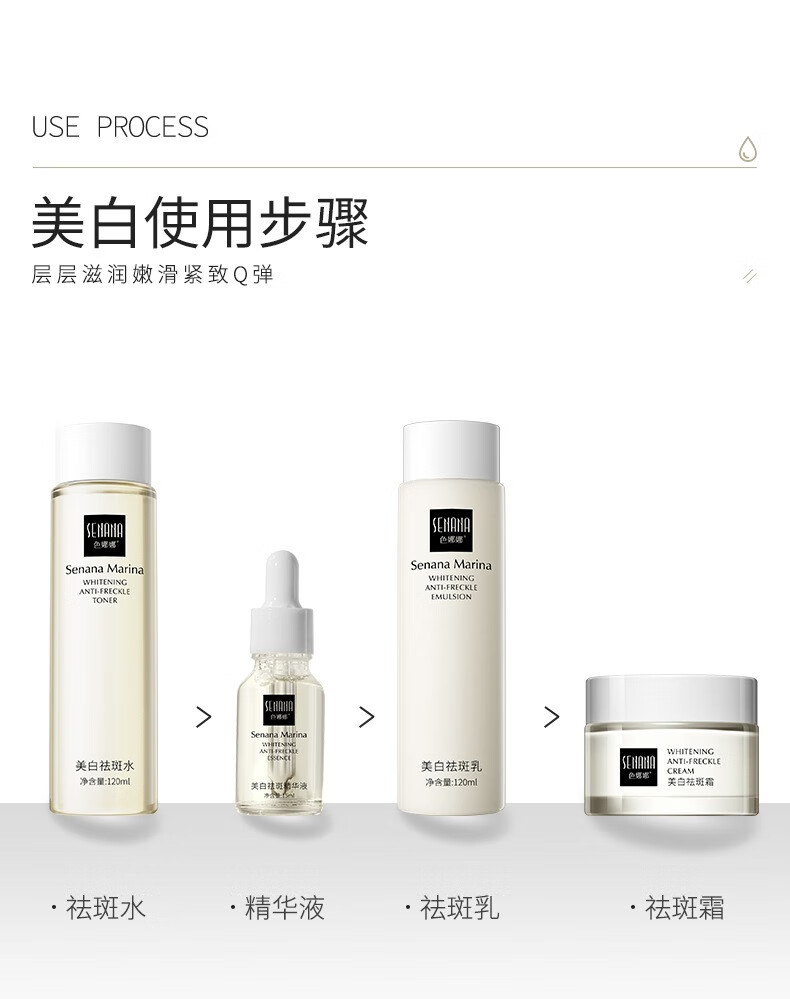 南暖美妆护肤工具套装美白去斑补水保湿提亮肤色护肤套盒四件套装 4件套盒【水+乳+精华+霜】 水120ml+乳120ml+精华15ml+霜50g