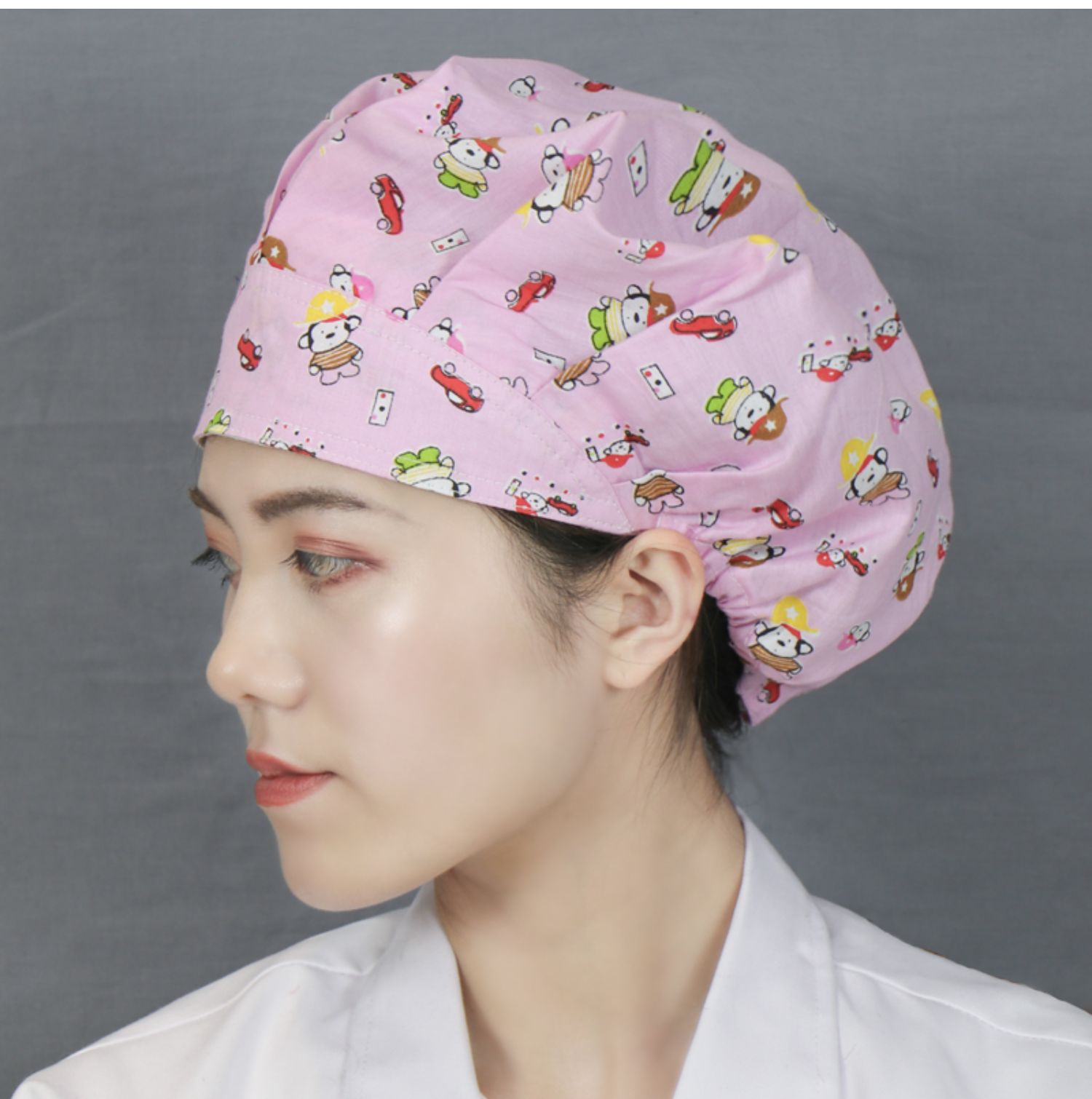 厨房帽女家用做饭防油烟厨师帽化疗防掉头发卫生护士工作帽子 白底