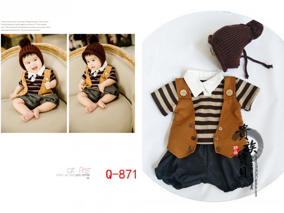 2020影楼儿童摄影服装百天宝宝半岁艺术照衣服婴儿拍照拍摄造型服 翠