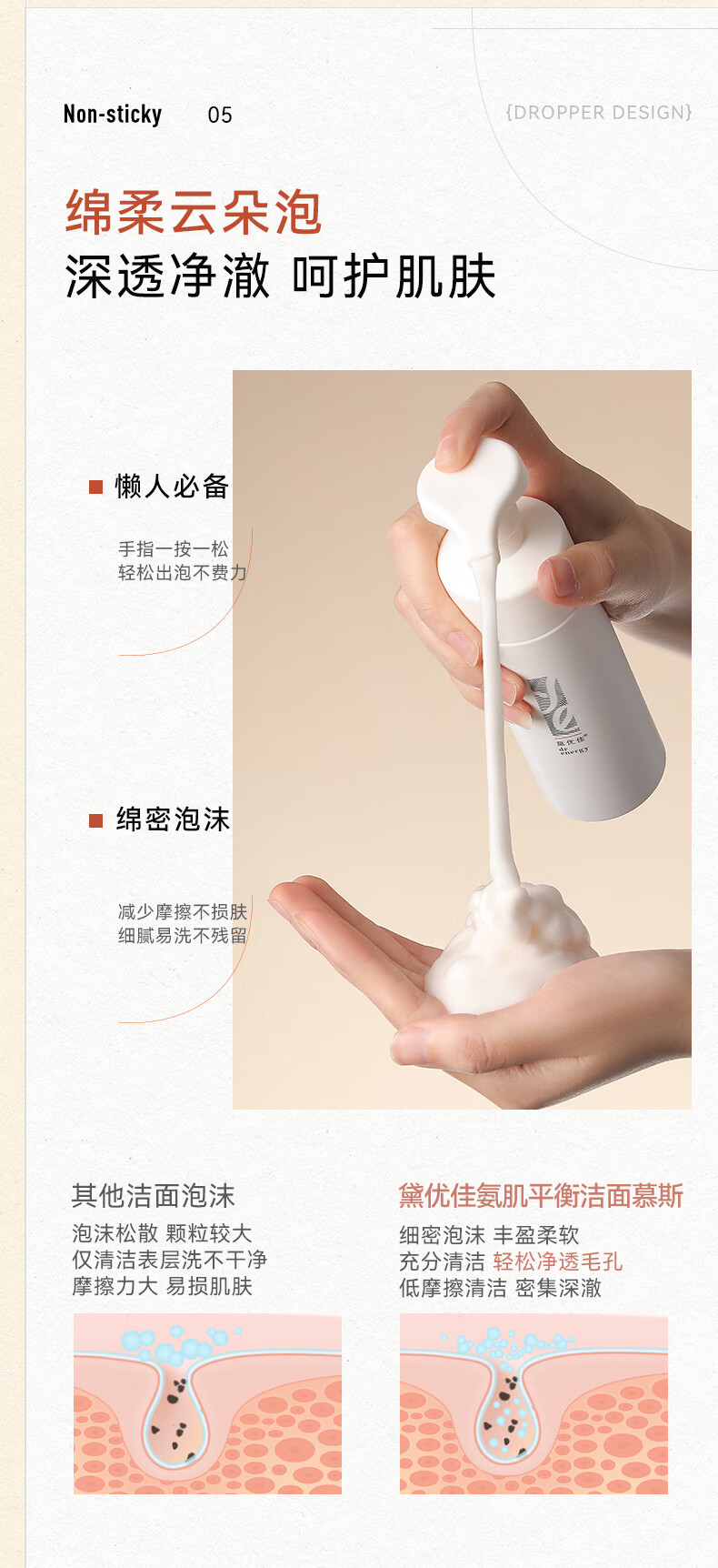 黛优佳氨肌平衡洁面慕斯清洁肌肤控油保湿不紧绷洗面奶男女 黛优佳洁面慕斯150ml