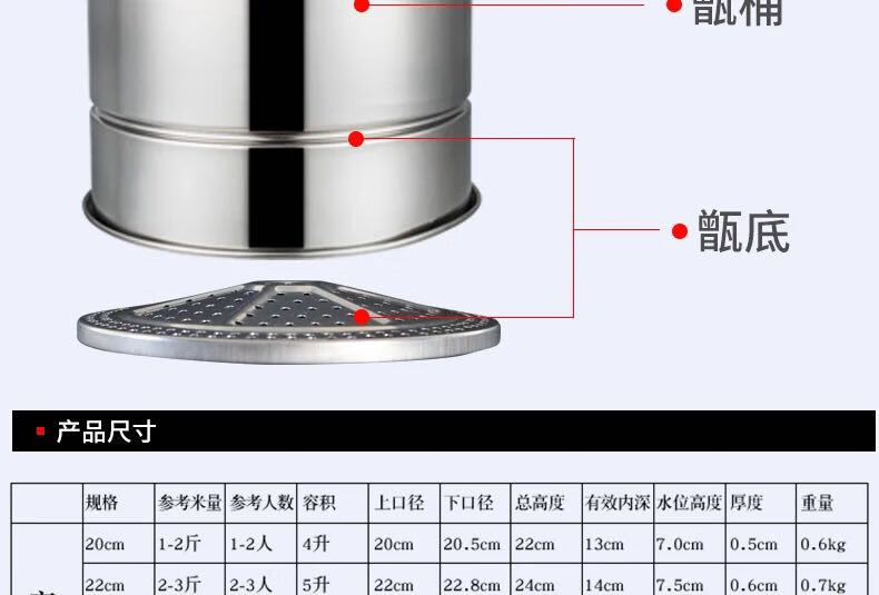 新品蒸饭桶饭甑大小沥米饭蒸饭器饭甄子蒸锅家用商用不锈钢甑子饭蒸子