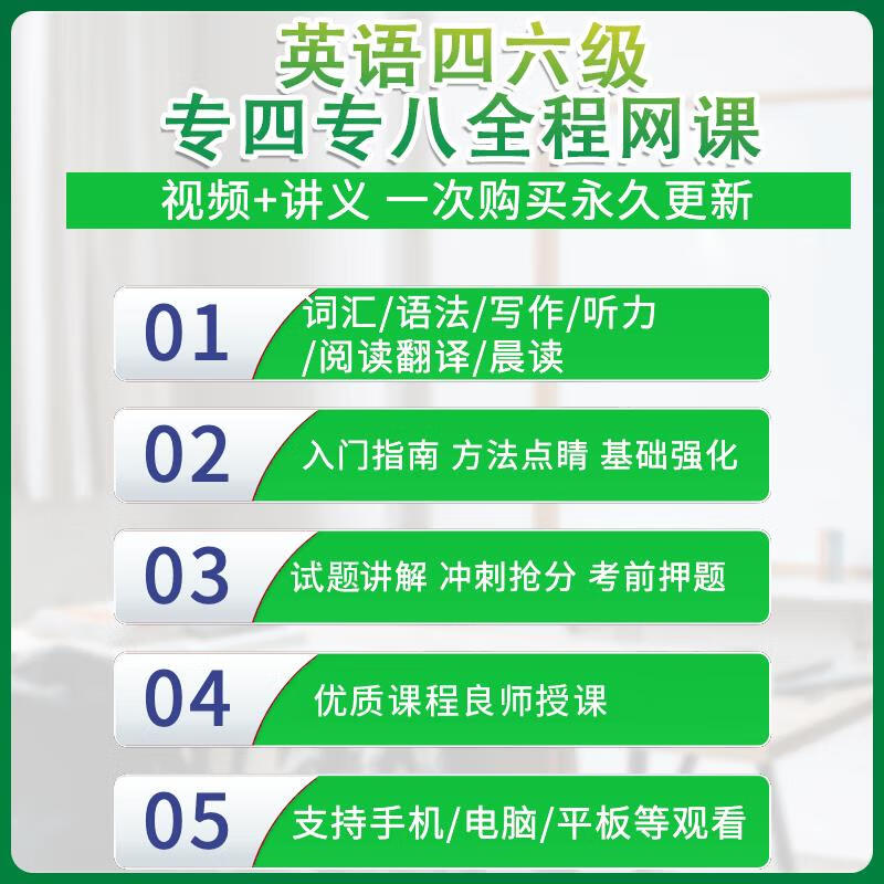 3，23年6月12月大學英語四級六級網課cet4cet6考試眡頻課程電子版 標準 英語四級