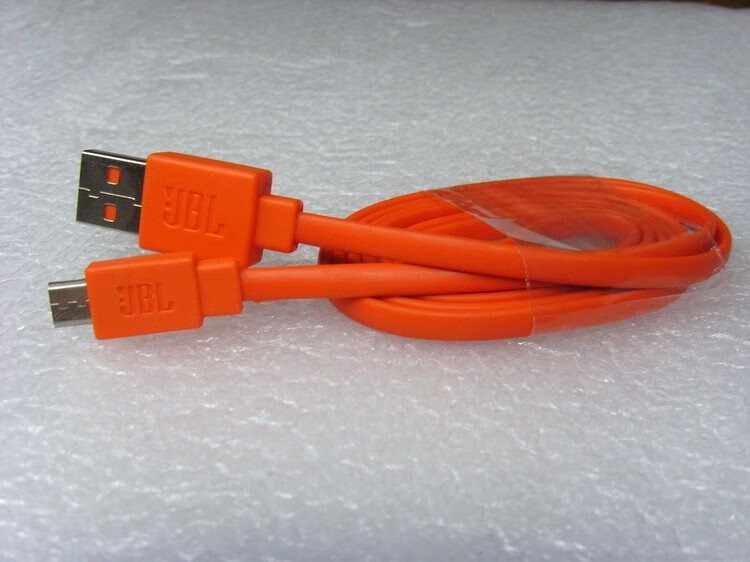 用于jblmicrousb面条线安卓手机平板线橙色1米超柔软扁粗线橘红色面条