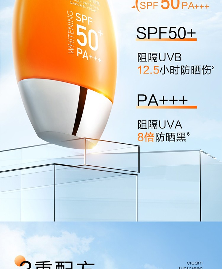 高姿（COGI）防晒霜多维美白紫外线隔离防晒二合一SPF50+防水防汗户外军训必备 （推荐）小胖橙到手两支