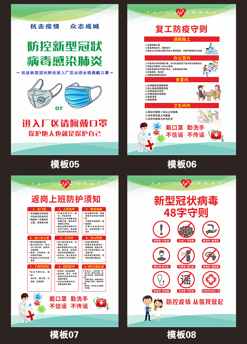 新型肺炎宣传海报贴图疫情防控知识管理制度企业复工注意事项员工防护