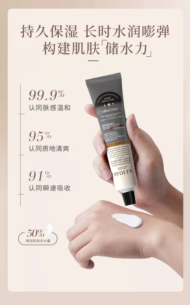 RYDEEN香氛护手霜礼盒防干裂75ml*3支 保湿滋养修护加拿大进口原料 1盒【三种香型75ml*3支】