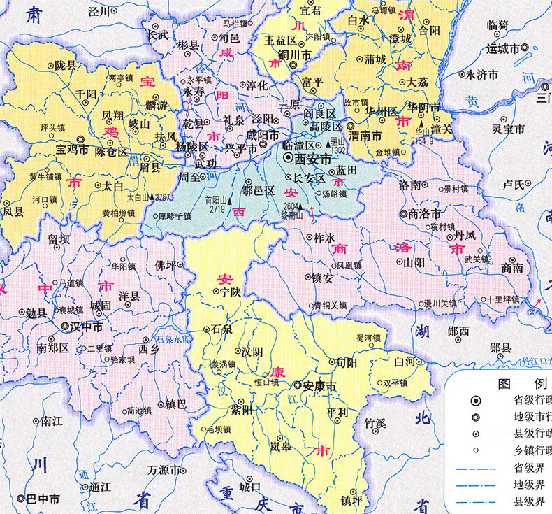 市县城乡镇地图政区地形概况西安市城区图