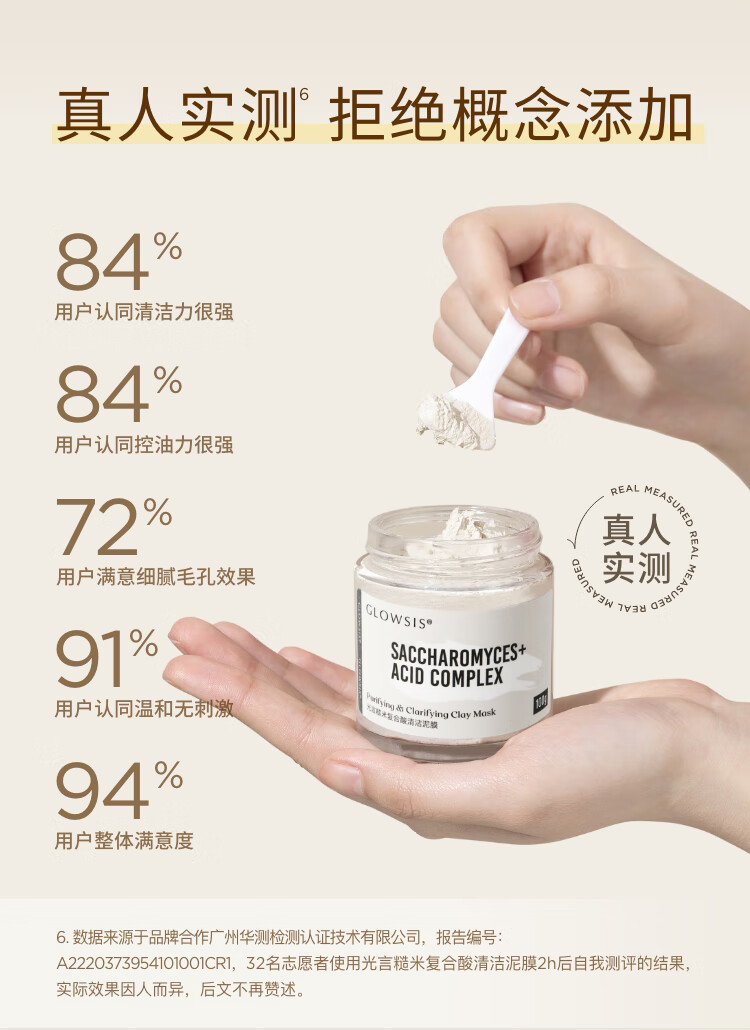 光言（GLOWSIS）【光言白泥】糙米复合酸清洁泥膜清洁控油去角质涂抹 大油田力荐-白泥100g