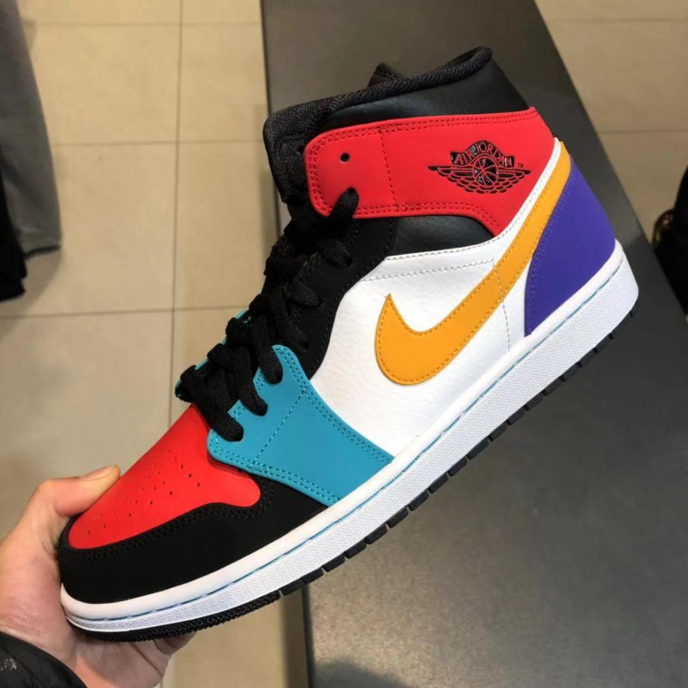 air jordan 1 乔1 黑红脚趾aj1鸳鸯 中帮篮球鞋 554724-554725-125