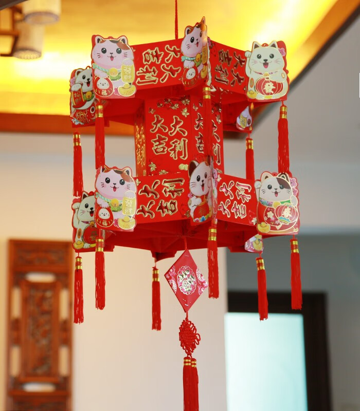 2022虎年八角红灯笼红包灯笼制作材料包手工diy做八角灯笼的2022创意