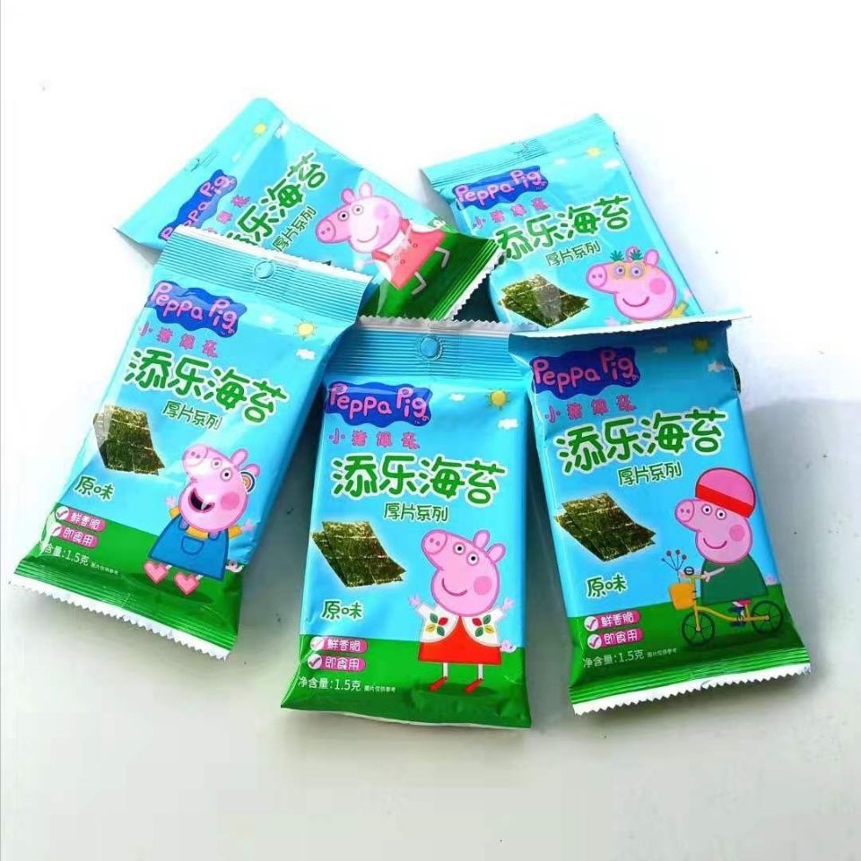 添乐奥特曼小猪佩奇厚片海苔1.5g厚片玩具卡片办公零食饼 奥特曼1.